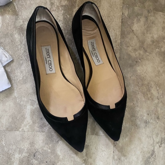 Jimmy Choo Shoes - JIMMY Choo black suede pointy toe flats